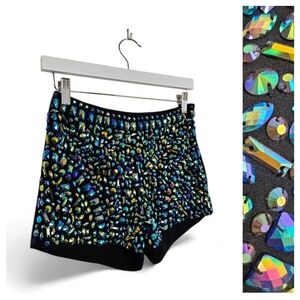 GUESS LA Bejeweled Sequin Shorts XS Y2K Rave Festival Glam